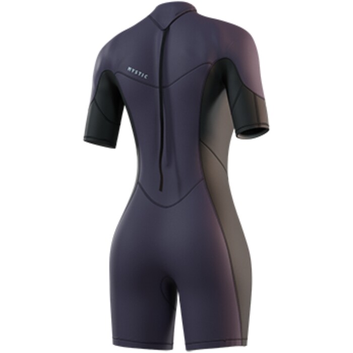 2025 Mystic Womens Brand 3/2mm Back Zip Flatlock Shorty Wetsuit 35000.250064 - Deep Purple